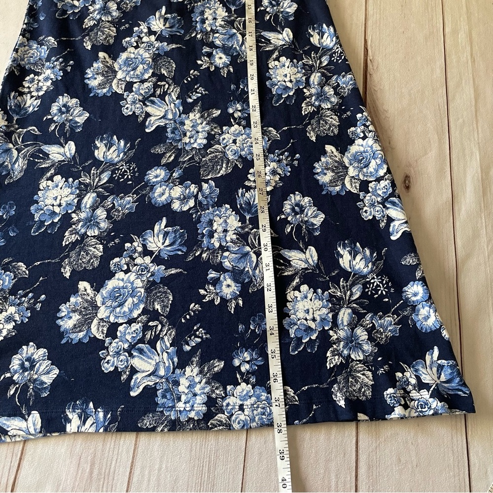 Lands’ End Cotton Interlock Long Sleeve Above Knee Nightgown Blue Floral, Small - Picture 10 of 15